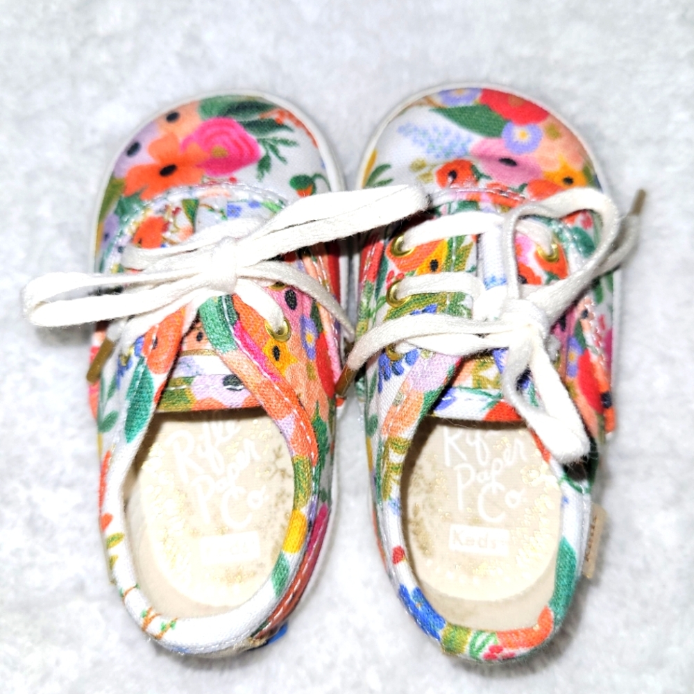 💐 Keds x Rifle Paper Co. Baby Floral Canvas Shoes Sneakers  Champion Crib Sz 2